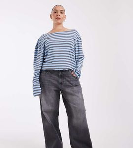 Only Curve ONLY Curve Juicy high rise wide leg jeans in dark gray