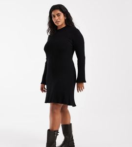 Only Curve ONLY Curve knit mini dress in black