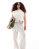 Only Curve ONLY Curve linen look pull on pants in beige - part of a set-Neutral - 1