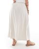 Only Curve ONLY Curve linen mix high waist maxi skirt in stone-Neutral - 3