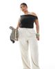 Only Curve ONLY Curve linen mix pull-on pants in beige-Neutral - 1