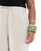 Only Curve ONLY Curve linen mix pull-on pants in beige-Neutral - 2