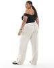 Only Curve ONLY Curve linen mix pull-on pants in beige-Neutral - 3