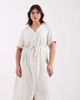 Only Curve ONLY Curve linen mix shirt dress in cream-White - 4