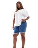 Only Curve ONLY Curve long denim shorts in mid blue-Black - 1