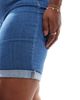 Only Curve ONLY Curve long denim shorts in mid blue-Black - 3