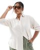Only Curve ONLY Curve oversized shirt in cream-White - 1