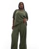 Only Curve ONLY Curve plisse wide leg pants in khaki - part of a set-Green - 1