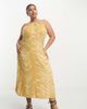 Only Curve Only Curve printed strappy midi dress in mustard-Yellow - 1