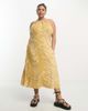 Only Curve Only Curve printed strappy midi dress in mustard-Yellow - 4
