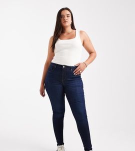 Only Curve ONLY Curve push-up skinny jeans in dark blue
