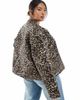 Only Curve ONLY Curve quilted jacket in animal print-Brown - 3