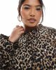 Only Curve ONLY Curve quilted jacket in animal print-Brown - 4