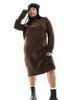 Only Curve Only Curve roll neck knitted dress in brown-Gray - 1