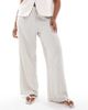 Only Curve ONLY Curve seersucker wide leg pants in ice gray - 2