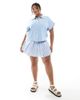 Only Curve ONLY Curve short sleeve boxy shirt in light blue - 2