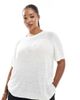 Only Curve ONLY Curve short sleeve knit top in cream-White - 1
