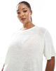 Only Curve ONLY Curve short sleeve knit top in cream-White - 3