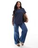 Only Curve Only Curve short sleeve top in navy - 4