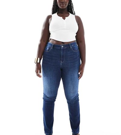 Only Curve ONLY Curve slim jeans in dark blue-Navy