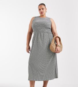Only Curve ONLY Curve smock midaxi dress in black gingham