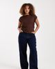 Only Curve ONLY Curve Snow high waist wide leg jeans in dark blue - 1