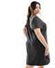 Only Curve ONLY Curve t-shirt mini dress with lotus graphic in washed black - 4