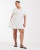 Only Curve ONLY Curve tie waist mini dress in white polka dots - 2