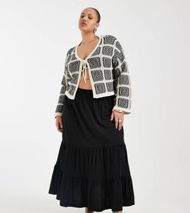Only Curve ONLY Curve tiered maxi skirt in black