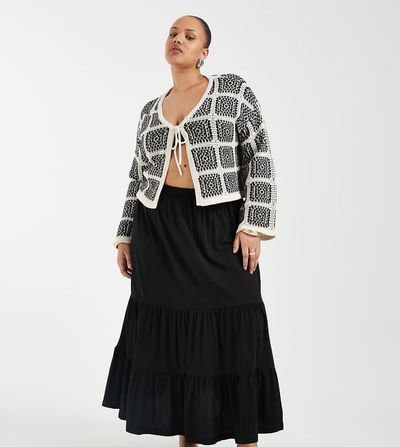 Only Curve ONLY Curve tiered maxi skirt in black