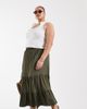 Only Curve ONLY Curve tiered midaxi skirt in khaki green - 1