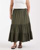 Only Curve ONLY Curve tiered midaxi skirt in khaki green - 2