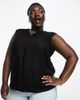 Only Curve Only Curve V-neck blouse with crochet trim in black - 1