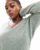 Only Curve ONLY Curve v-neck sweater in light heathered green - 3