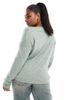 Only Curve ONLY Curve v-neck sweater in light heathered green - 4