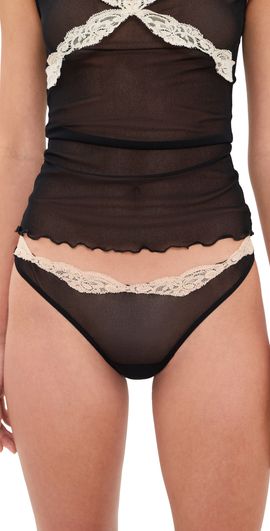 Only Hearts Only Hearts Tulle Lace Thong Black/Chai