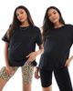 Only Maternity ONLY Maternity 2-pack jersey shorts in black and animal print - 1