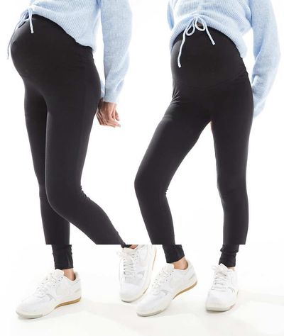 Only Maternity ONLY Maternity 2-pack leggings in black