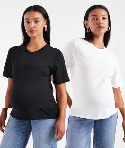 Only Maternity ONLY Maternity 2-pack T-shirts in black & white