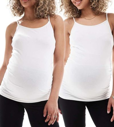 Only Maternity ONLY Maternity 2 pack jersey shorts in black