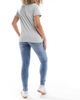 Only Maternity ONLY Maternity Blush skinny jeans with frayed hem in mid blue - 3