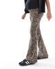 Only Maternity ONLY Maternity flare pants in leopard print-Brown - 2