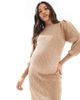 Only Maternity ONLY Maternity knit midi dress in light brown - 1
