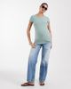 Only Maternity ONLY Maternity lettuce edge short sleeve top in sage-Green - 2