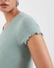 Only Maternity ONLY Maternity lettuce edge short sleeve top in sage-Green - 3