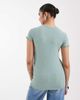 Only Maternity ONLY Maternity lettuce edge short sleeve top in sage-Green - 4