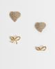 ONLY ONLY 2-pack bow & heart earrings in gold-Silver - 1