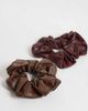 ONLY ONLY 2-pack faux leather scruchies in brown & burgundy-MULTI - 3