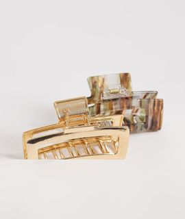ONLY ONLY 2-pack hair claw clips in light brown