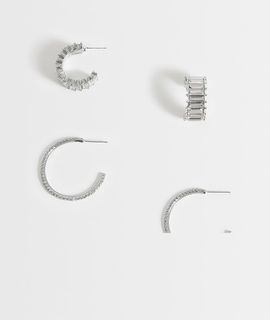 ONLY ONLY 2-pack hoop earrings in silver